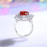 Bague rubis diamant en argent sterling 925 et zircone, vue de profil/