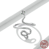 Bague serpent argent pour femme à taille ajustable.