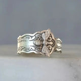 Bague vintage femme en alliage de zinc argenté.