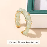 Bagues en perles vertes aventurine à taille ajustable.