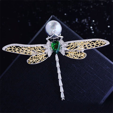 Broche libellule en cristal personnalisée directe d'usine épingles en alliage po Broche libellule en cristal personnalisée directe d'usine épingles en alliage po