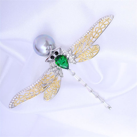 Libellule - Grande Broche Avec Strass Libellule - Grande Broche Avec Strass